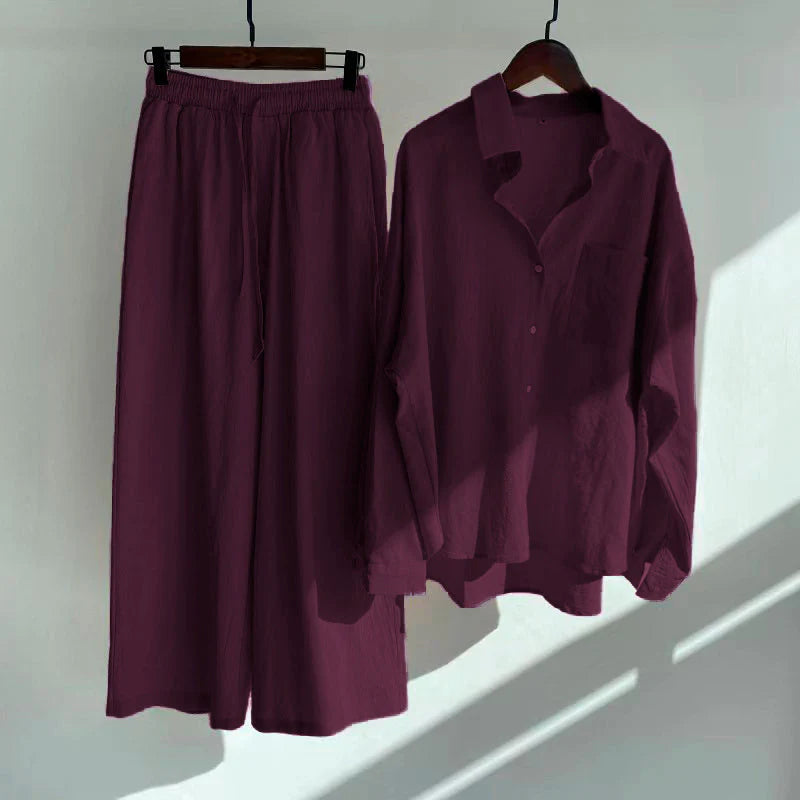 Fashionable Women's Slacks High Waist Cord Set
