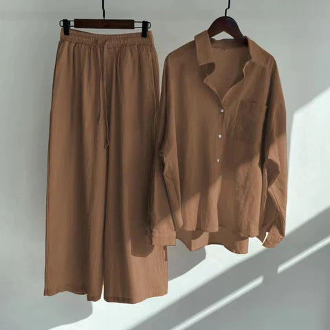 Fashionable Women's Slacks High Waist Cord Set