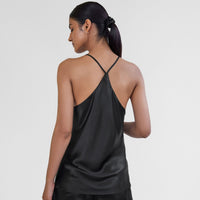 Midnight Black Silk Camisole Set