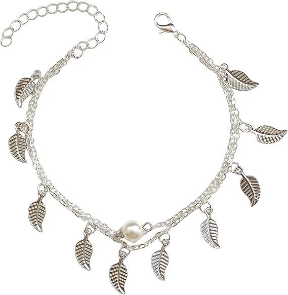 Pearl And Leaf Anklet
