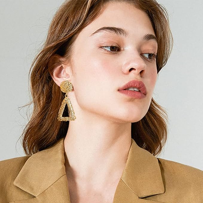 Geometric Shape Triangle  Drop Earrings