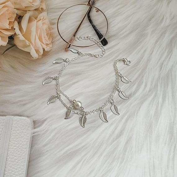 Pearl And Leaf Anklet