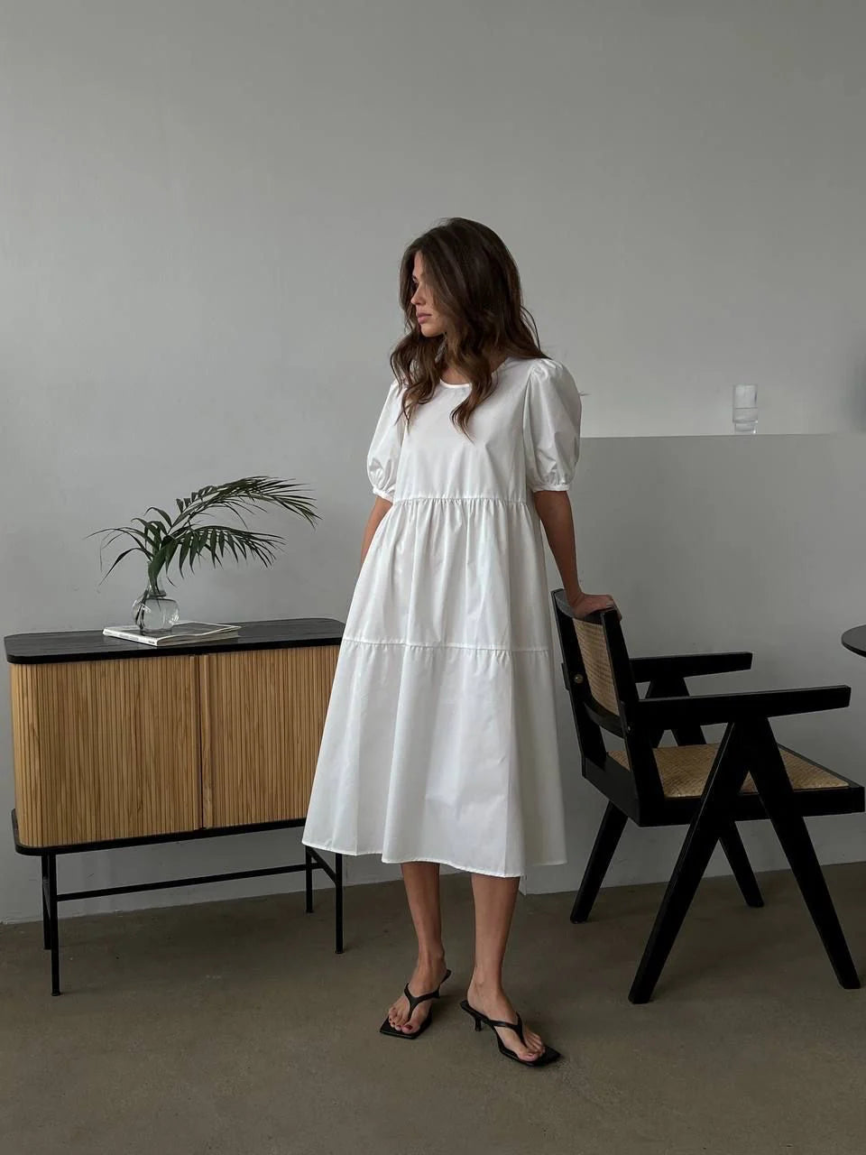 Pure White Cotton Maxi Dress