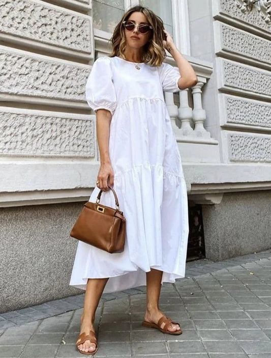 Pure White Cotton Maxi Dress