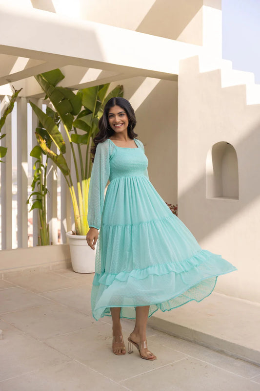 Mint Green Chiffon Maxi Dress