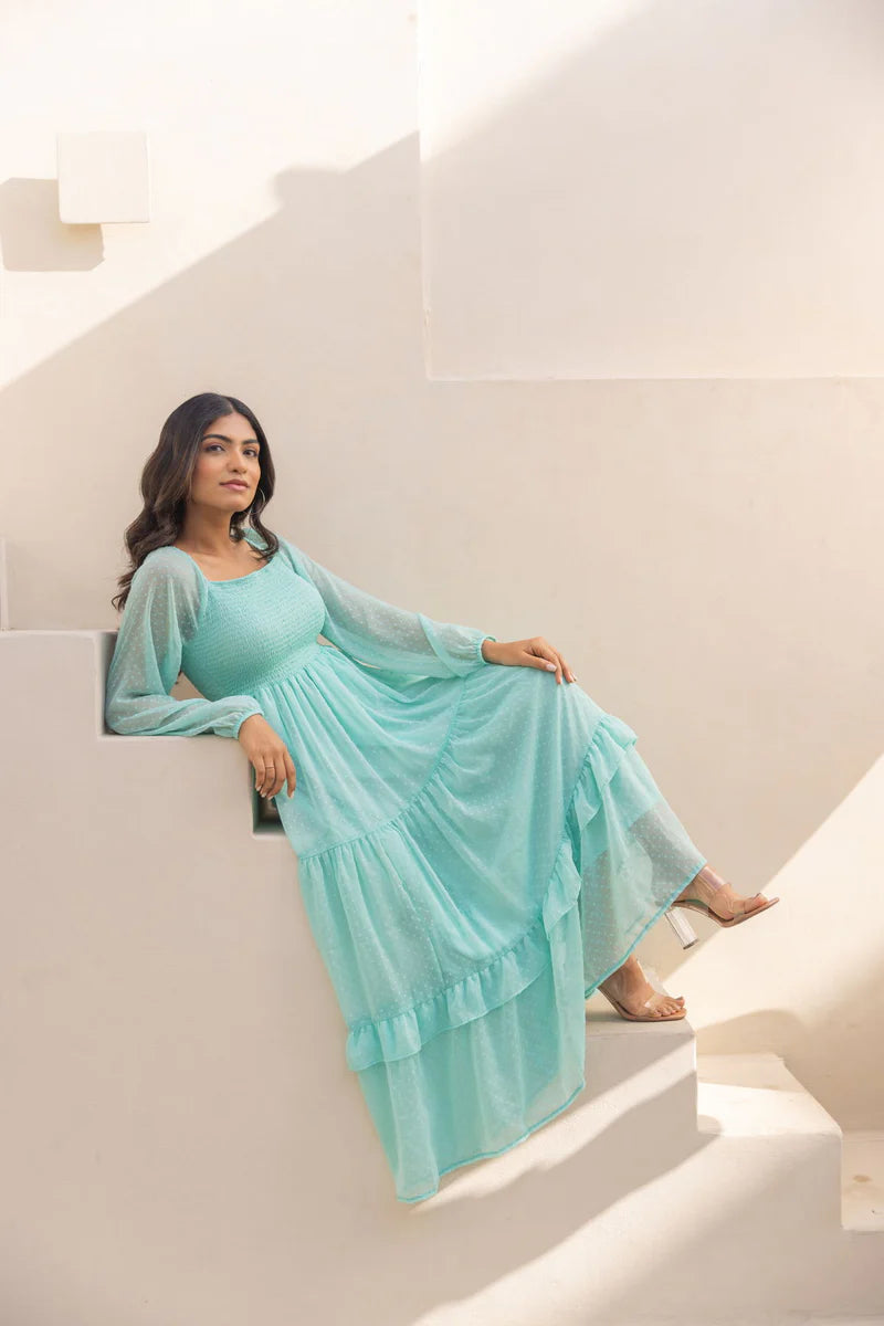 Mint Green Chiffon Maxi Dress