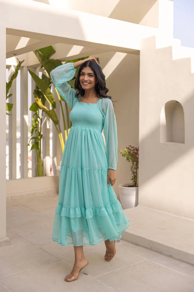 Mint Green Chiffon Maxi Dress