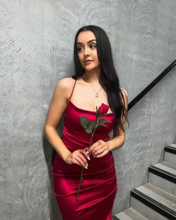 Red Rose Slit Dress For Women