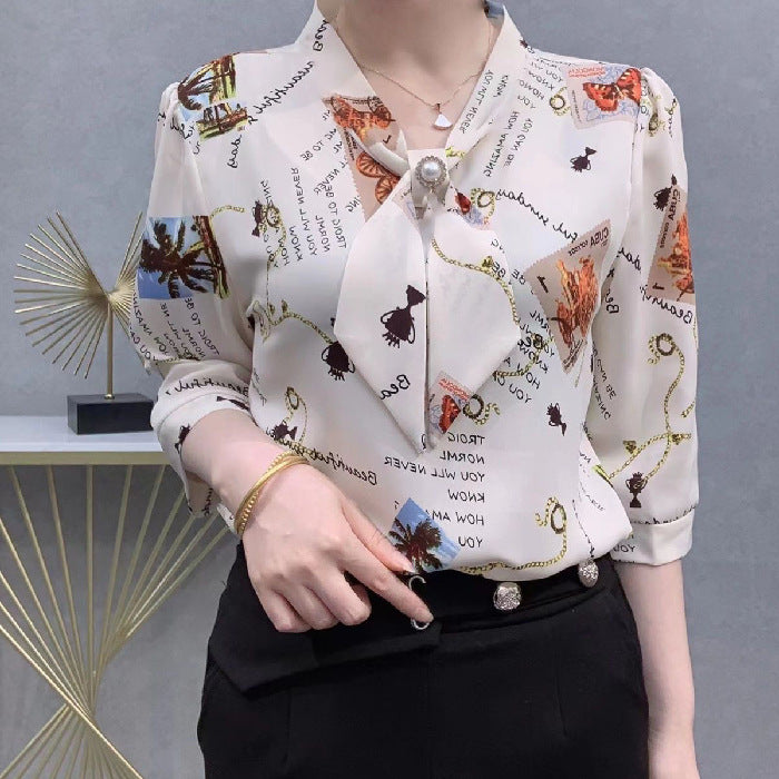 Floral Print Bow Top For Womens