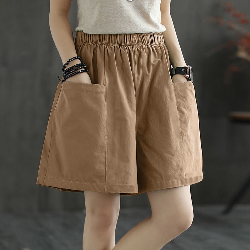 Wide Leg Cotton Shorts