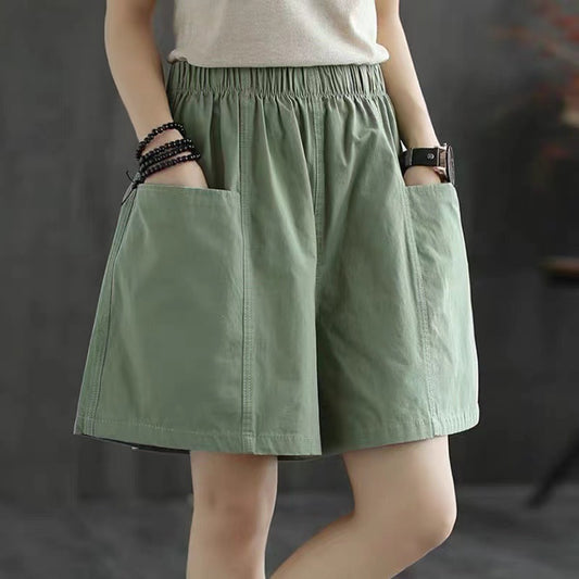 Wide Leg Cotton Shorts