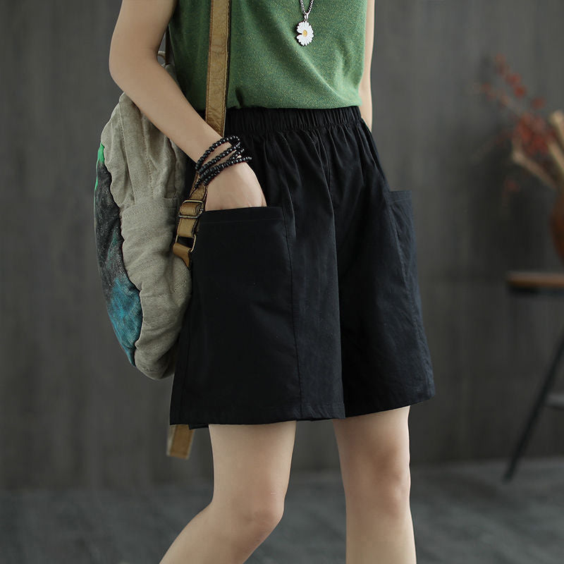 Wide Leg Cotton Shorts