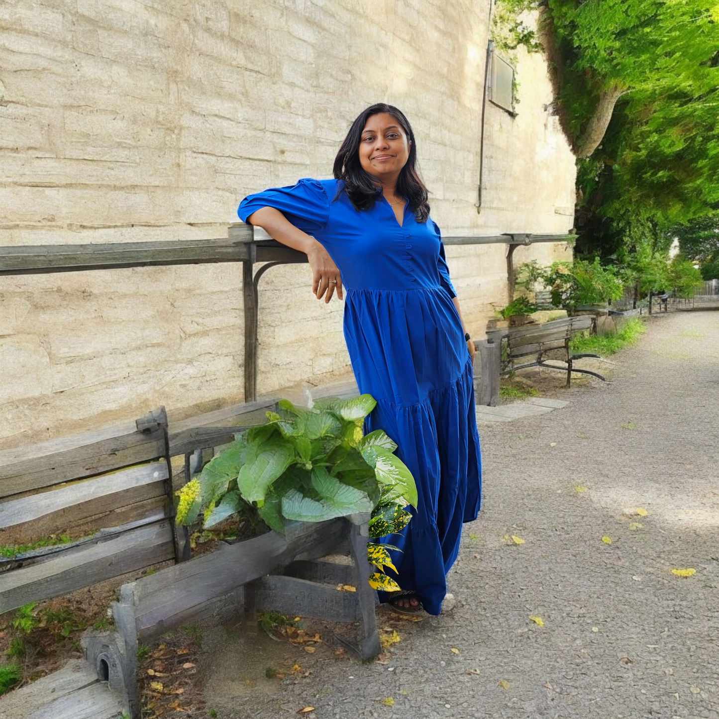 Set Of Royal Blue Maxi Dress With Free Anklet and Earing