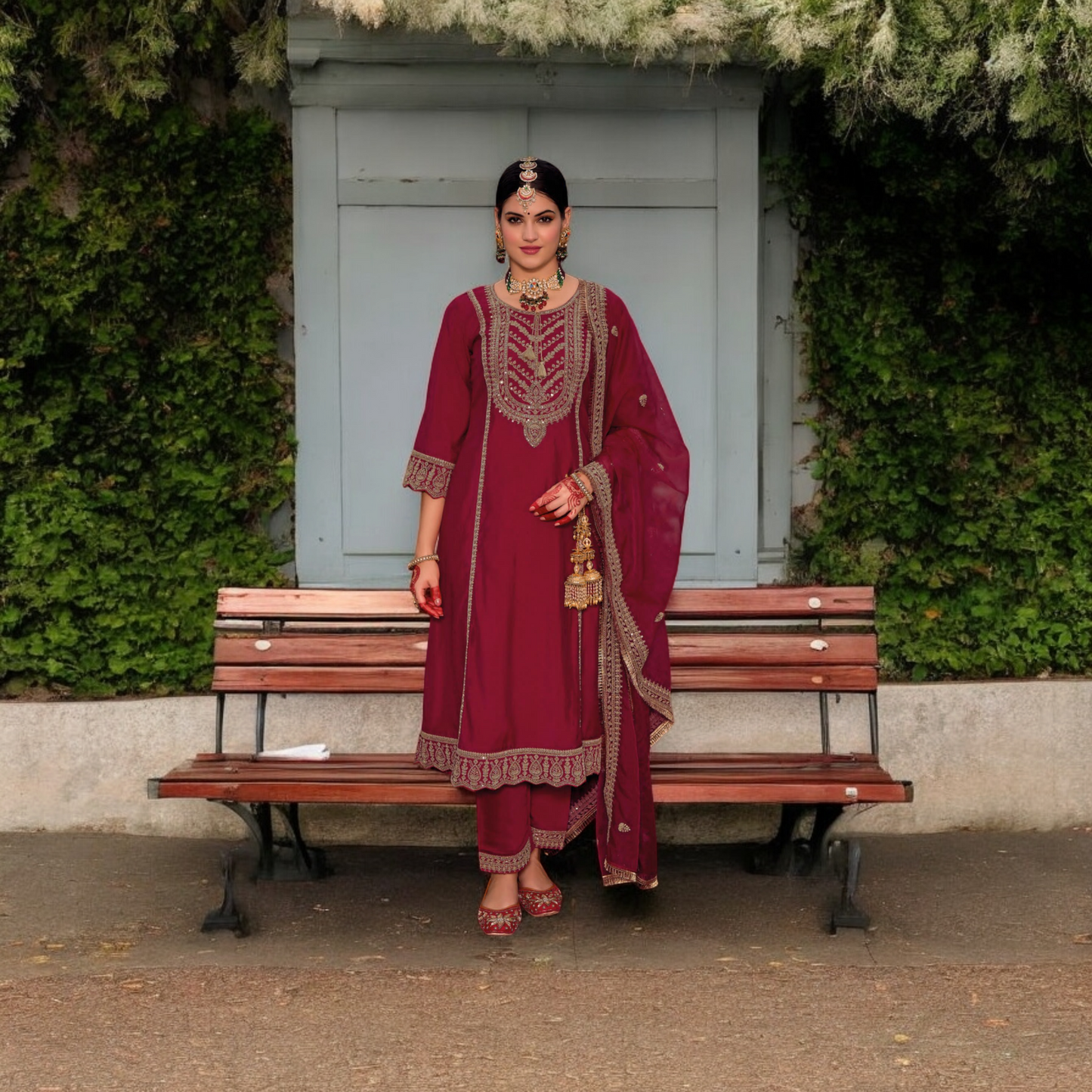 Readymade Embroidery Suit With Dupatta