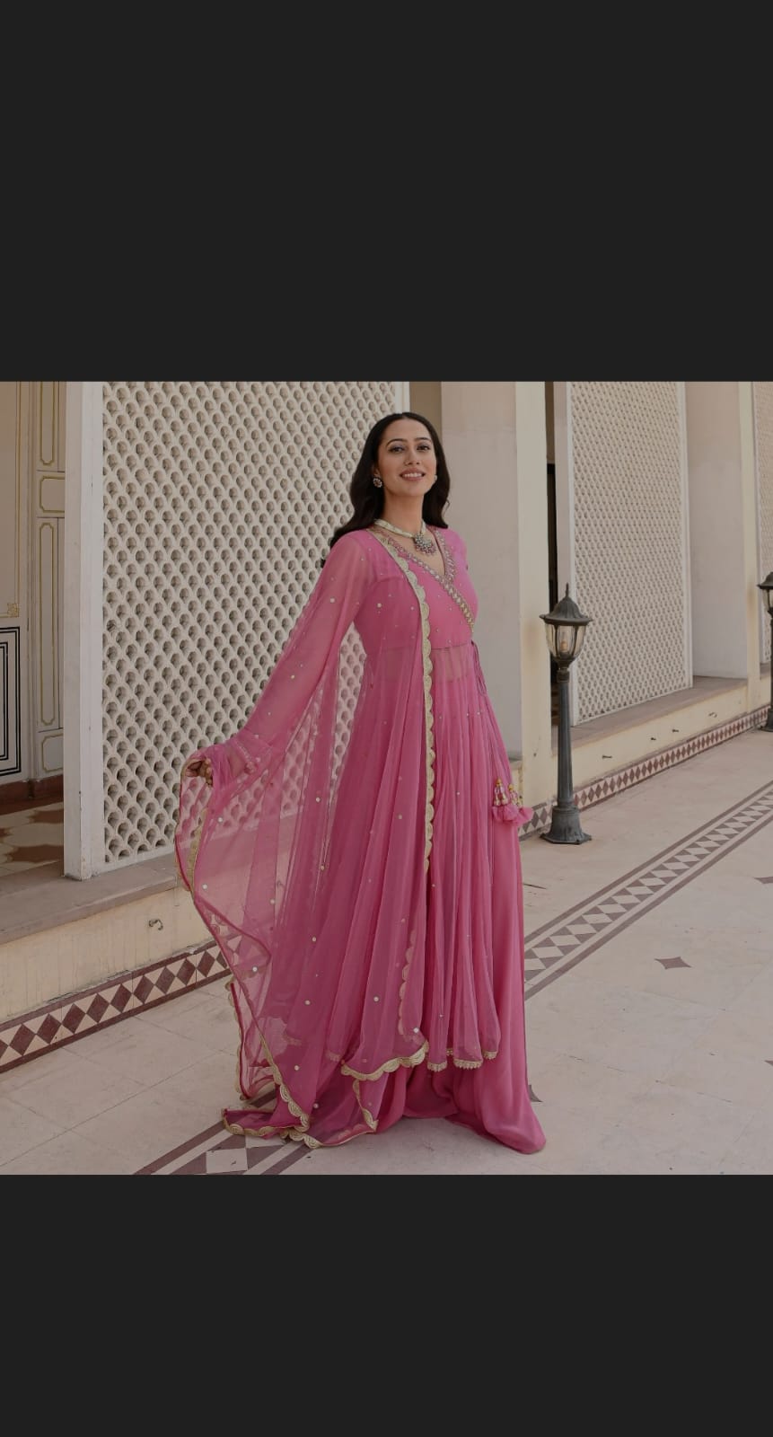 Net Embroidered Kurta & Plazzo With Dupatta