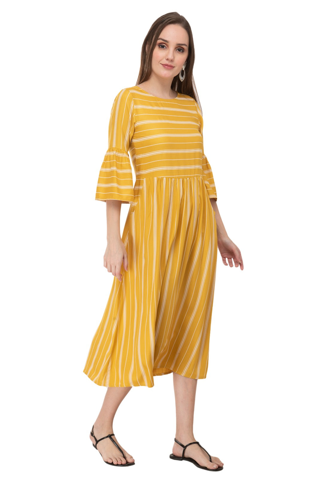 Yellow Striped Kurta For Women