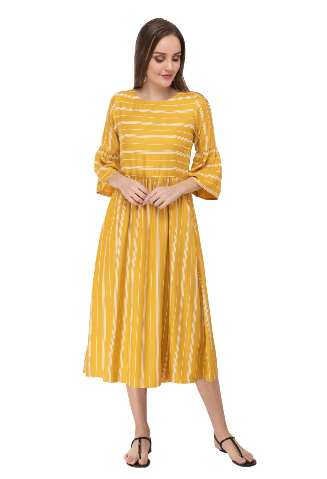 Yellow Striped Kurta For Women