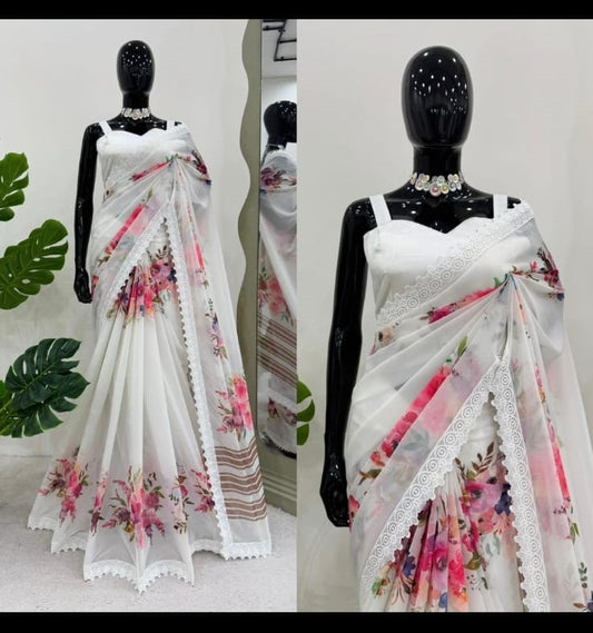 Faux Georgette Fabric with Digital Print Saree