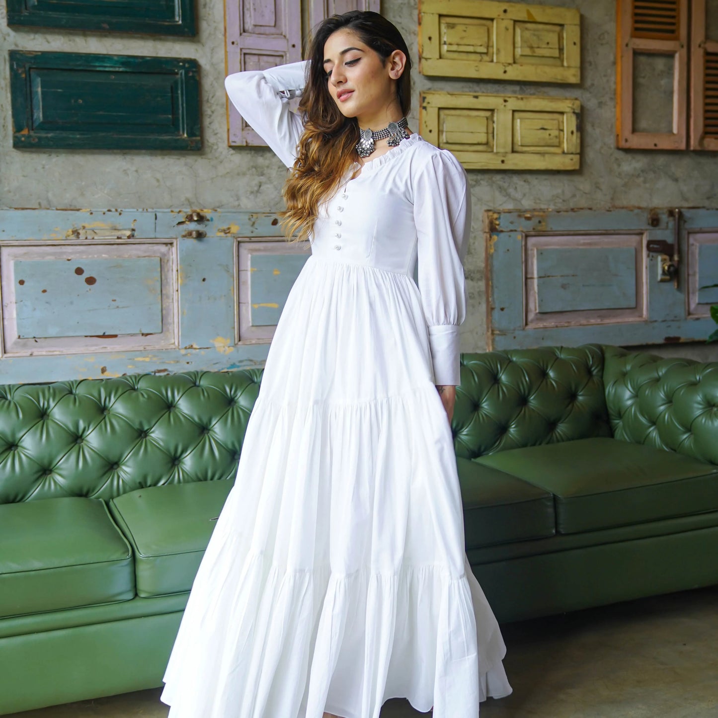 Pure White Cotton Maxi Dress