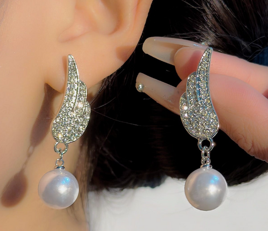 Angel Wings Earrings With pearl