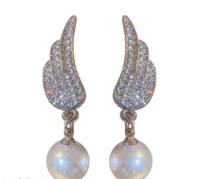 Angel Wings Earrings With pearl