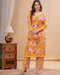 Floral Print Cotton Suit