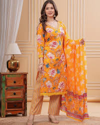 Floral Print Cotton Suit